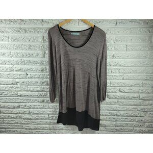 Maurices Womens Top Extra Large XL Tunic Ruched Sleeve Sheer Gray Heather GRA7E